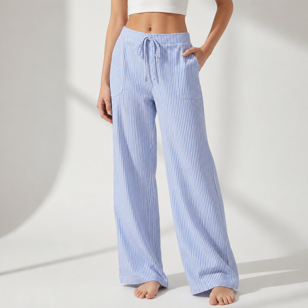 Monaco Striped Wide Leg Pants in Blue