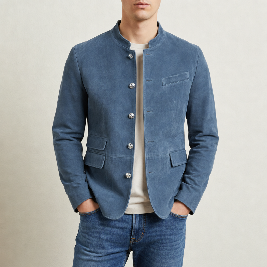 Gilberto Classic Button Down Jacket in Blue