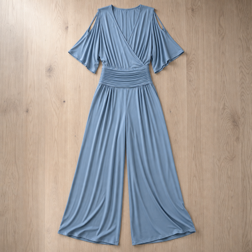 Maratea Wrap Front Wide-Leg Jumpsuit in Blue