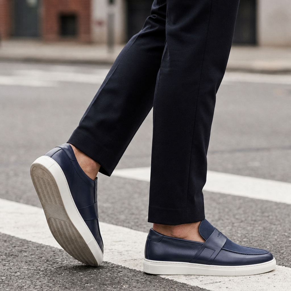 Rethymno Suede Leather Loafers in Blue