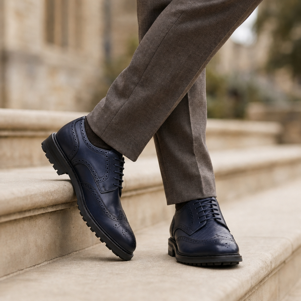 Beziers Woven Leather Oxfords in Blue