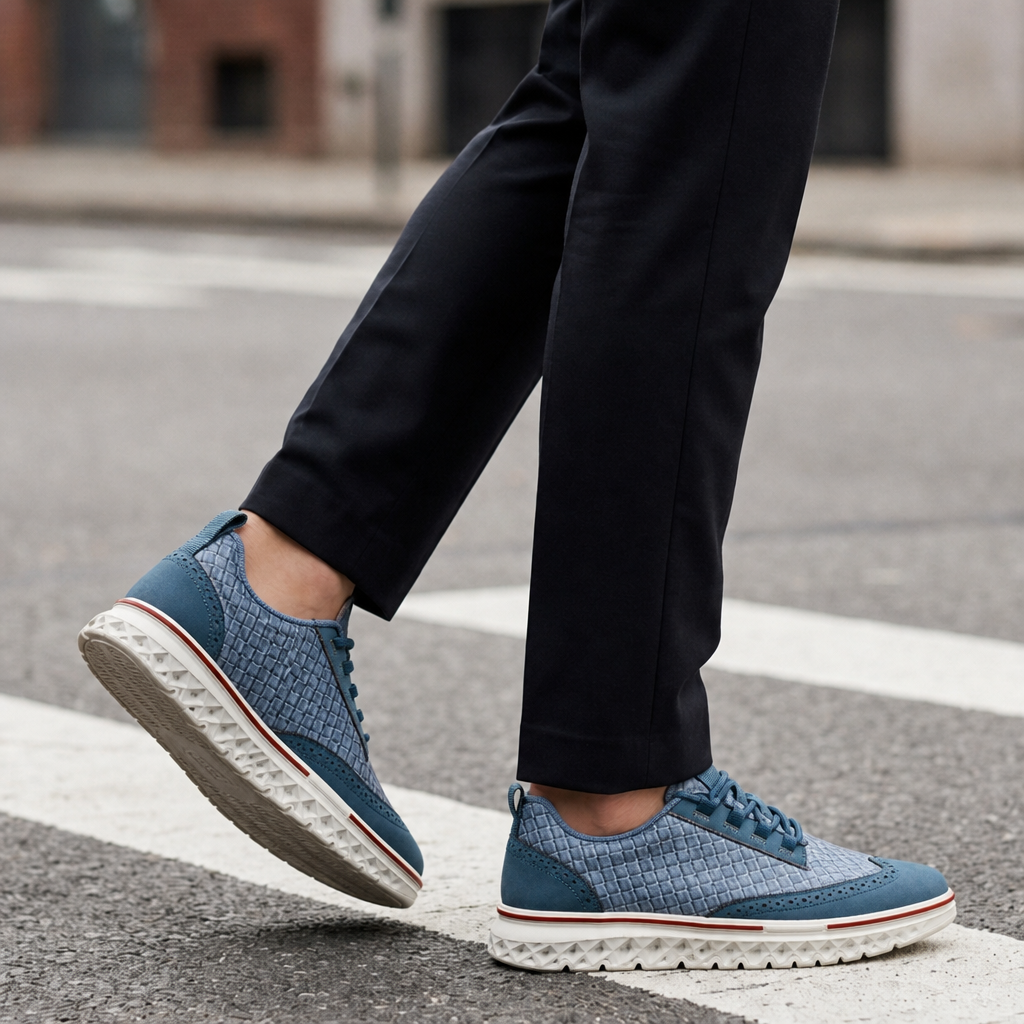 Matera Woven Leather Dress Sneakers in Blue
