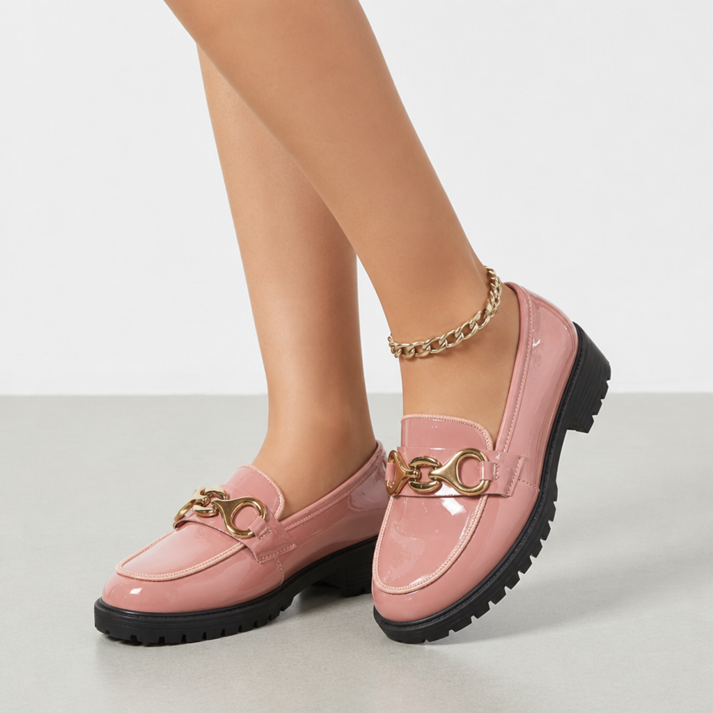 Capri Patent Horsebit Loafers in Blush Pink