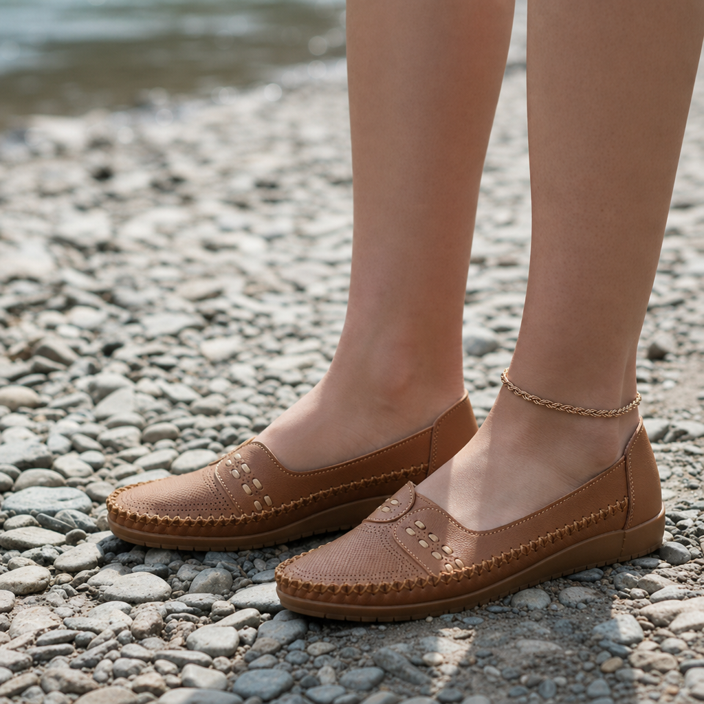 Begur Orthopedic Perforated Loafers in Brown
