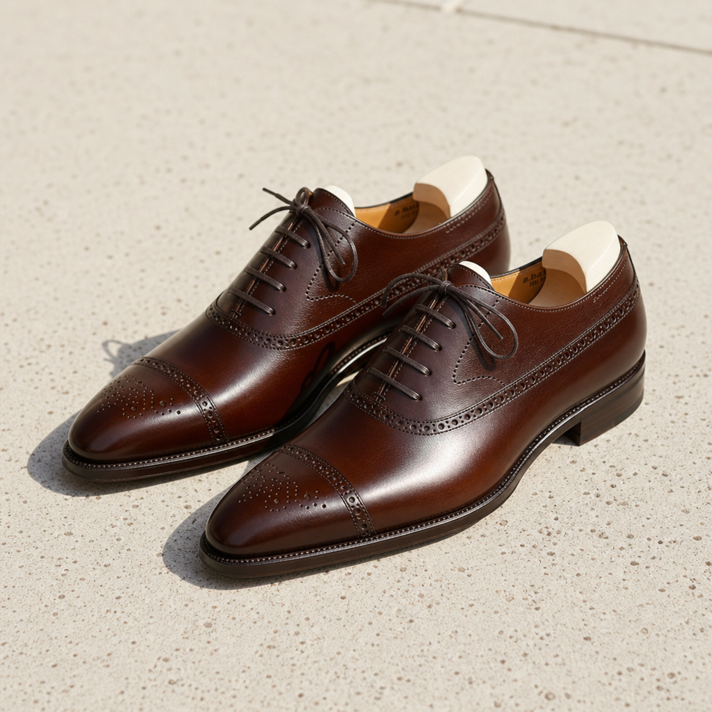 Cavtat Brogue Cap-Toe Oxfords in Brown