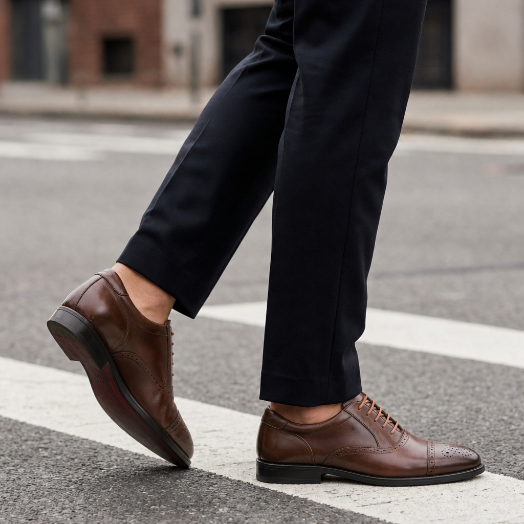 Rimini Leather Cap-Toe Oxfords in Brown
