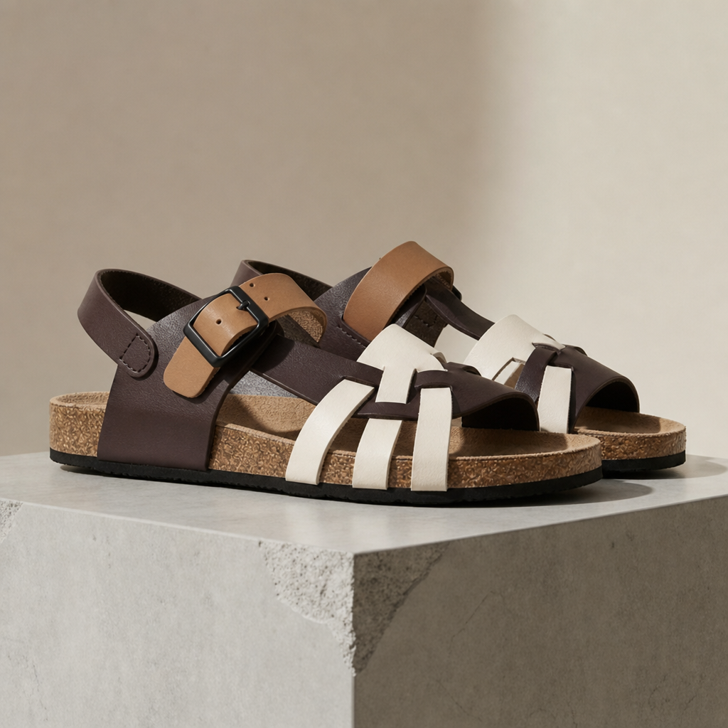 Ansouis Multi-Strap Cork Sandals in Brown