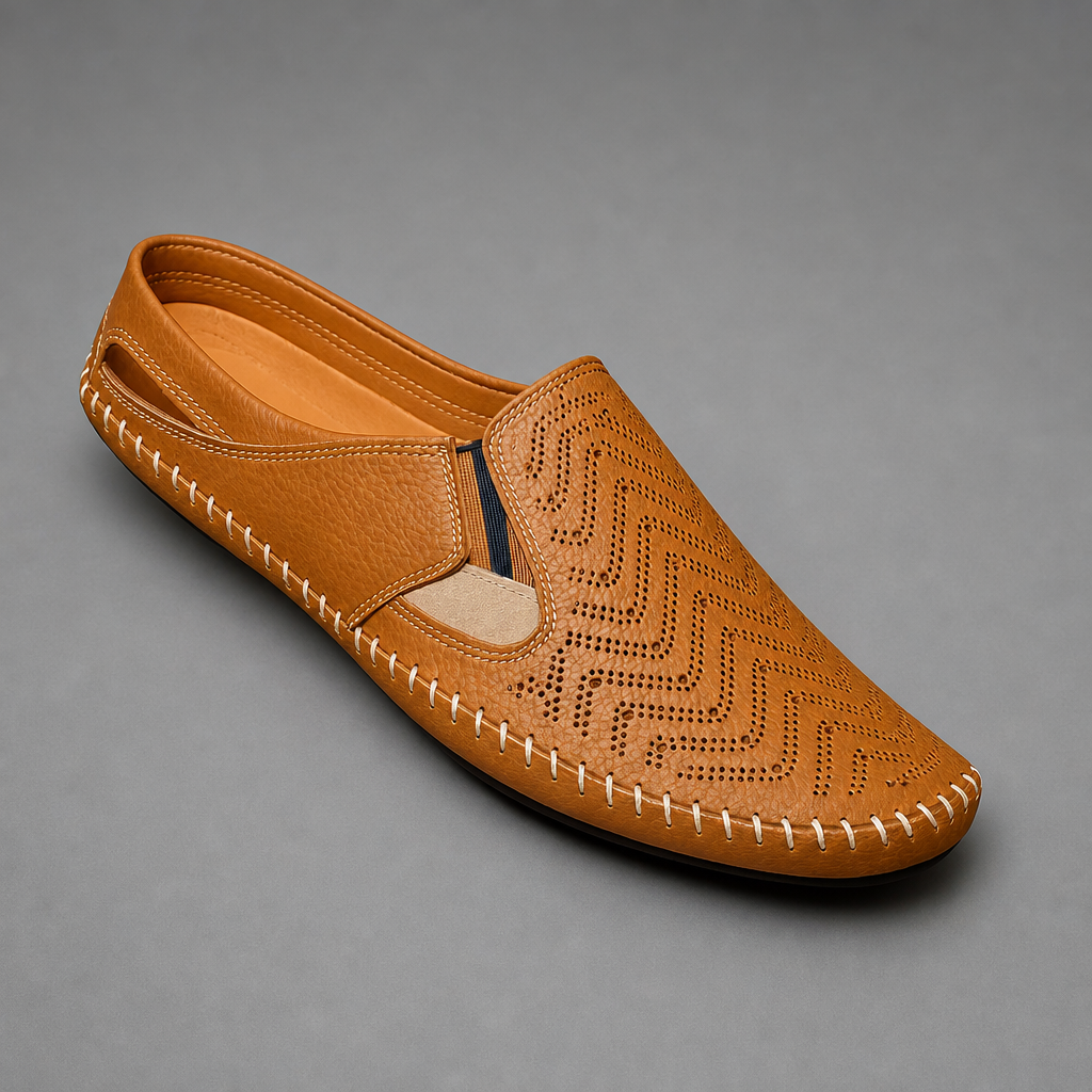 Nice Perforated Leather Sandals in Brown