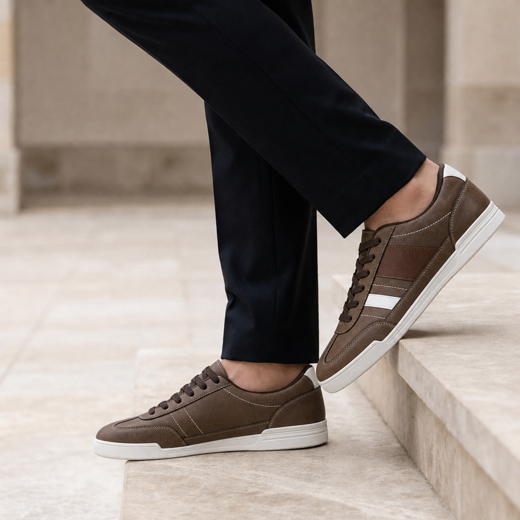 Santa Margherita Contrast Stripe Sneakers in Brown