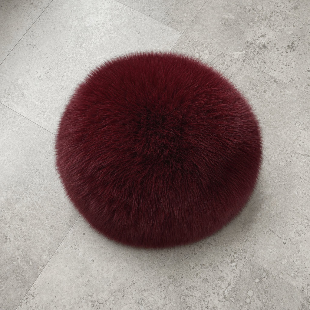 Skyros Fluffy Fox Fur Hat in Burgundy