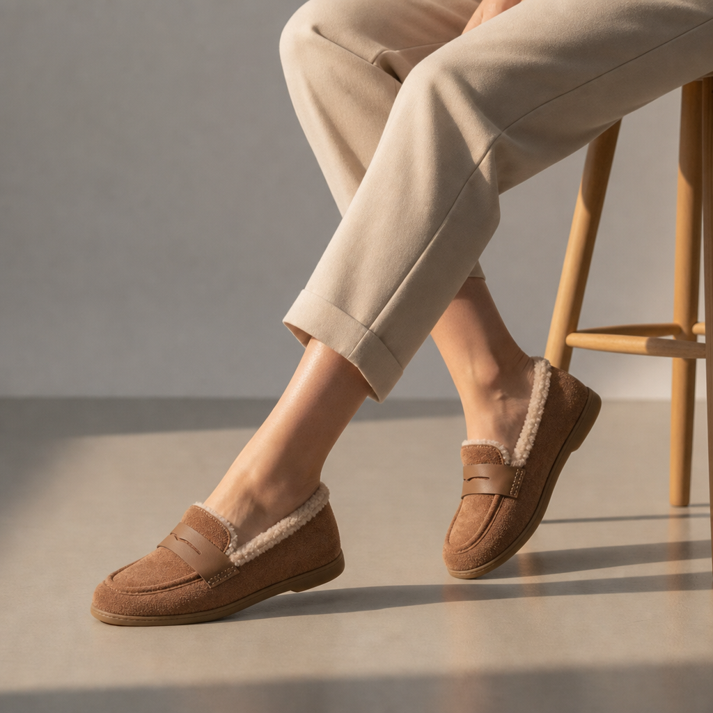 Comino Fur Lined Loafers in Cachi