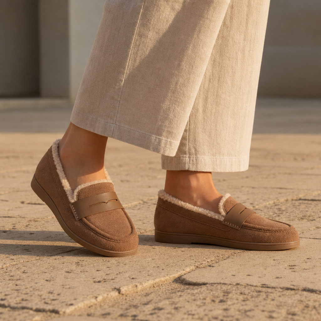Matera Fur Lined Loafers in Cachi