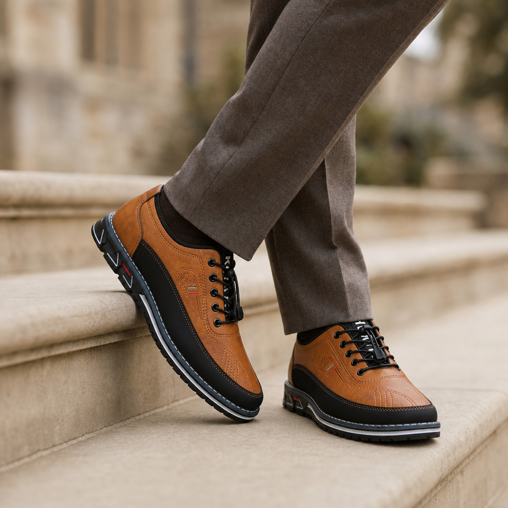 Cadaques Leather Casual Sneakers in Caramel