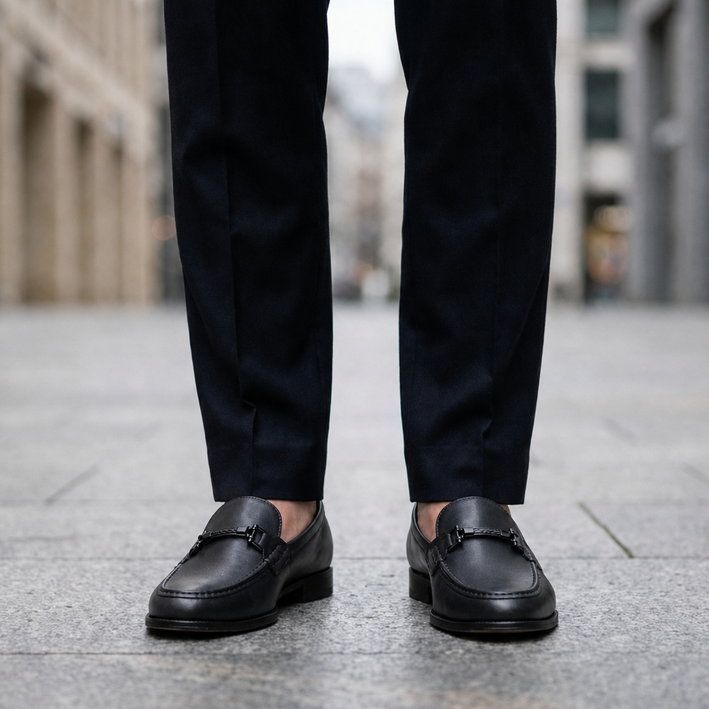 Sanlucar Metal Bit Leather Loafers in Charcoal