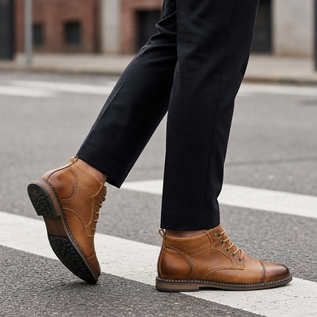 Silves Vintage Leather Ankle Boots in Chestnut Tan