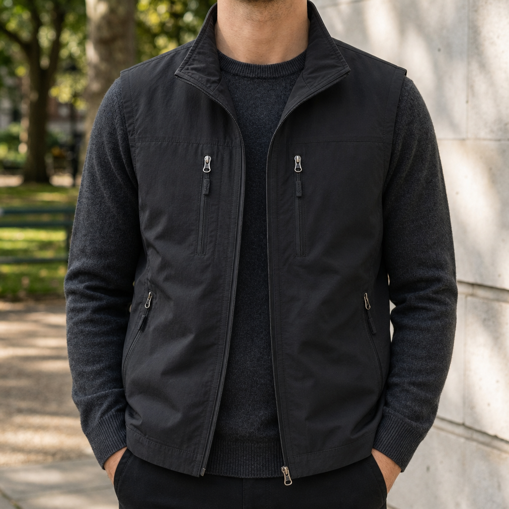 Roquebrune Multi-Pocket Utility Vest in Classic Black