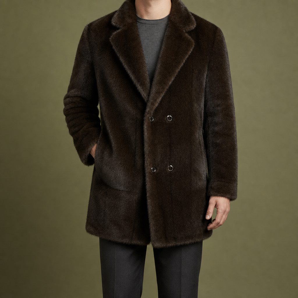 Avila Faux Fur Overcoat in Coffee