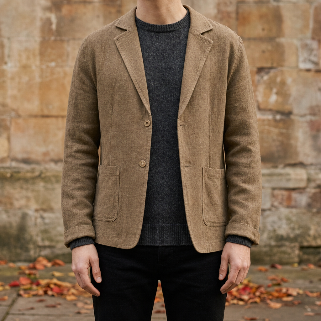 Rapallo Casual Linen Blazer in Coffee