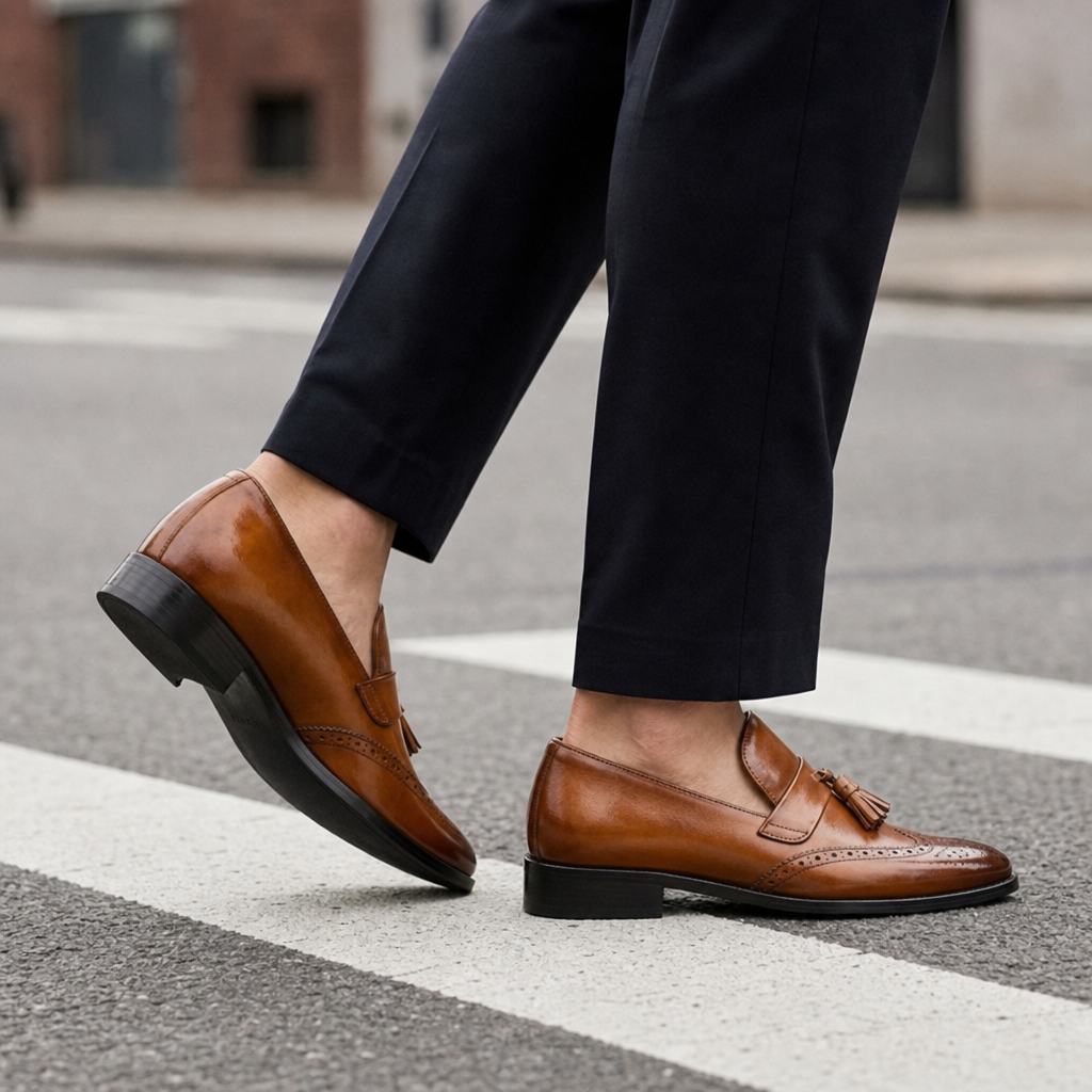 Vieste Brogue Tassel Loafers in Cognac