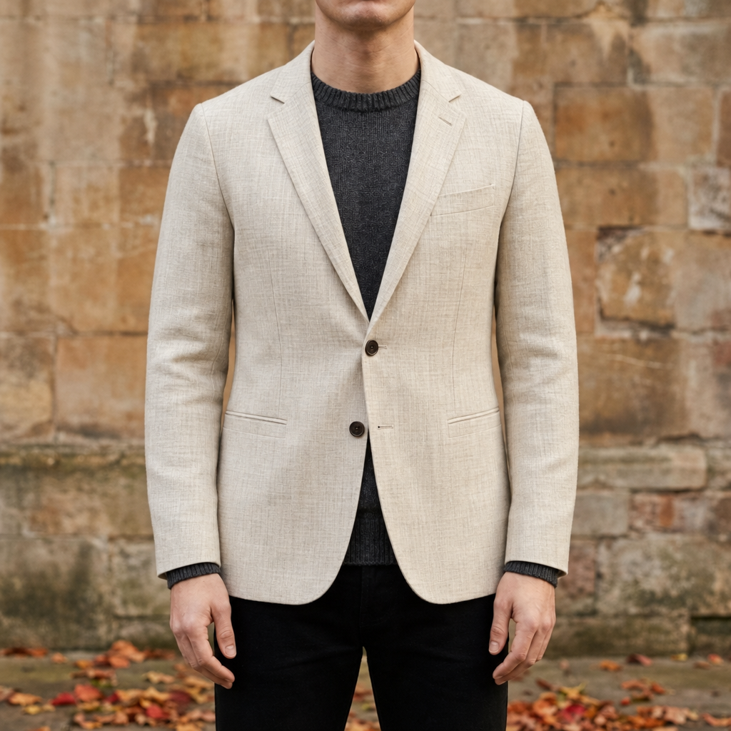 Serifos Linen Blend Blazer in Cream