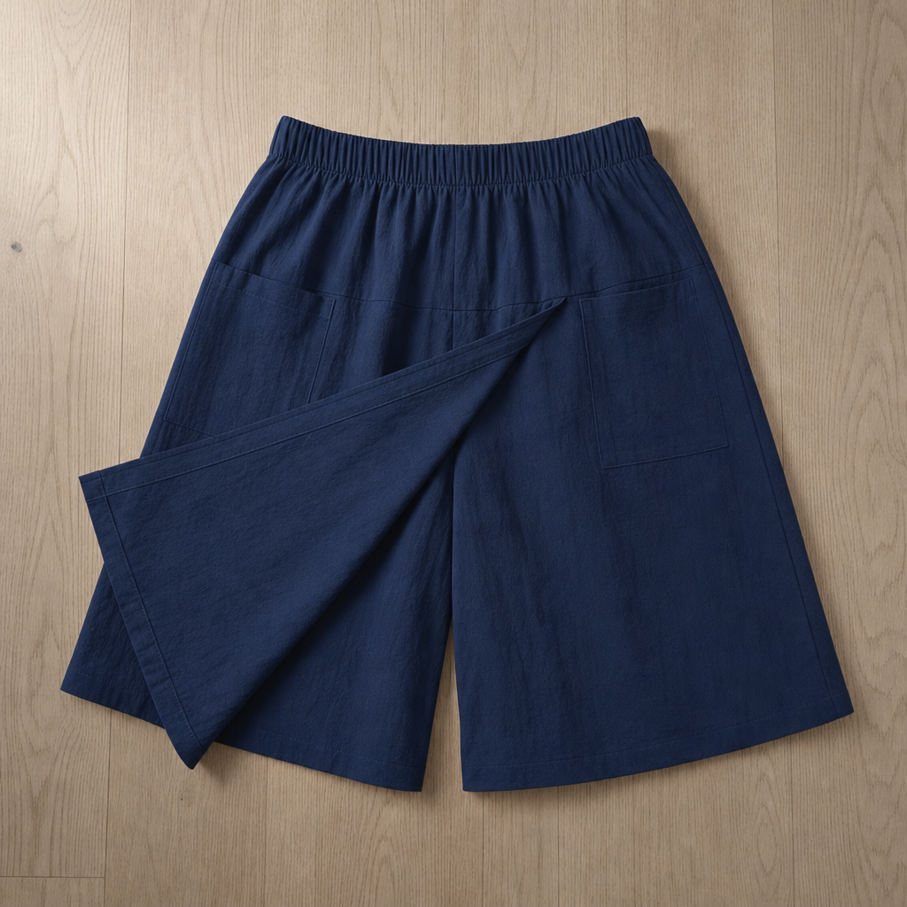 Alassio Wrap-Front Casual Skort in Dark Blue