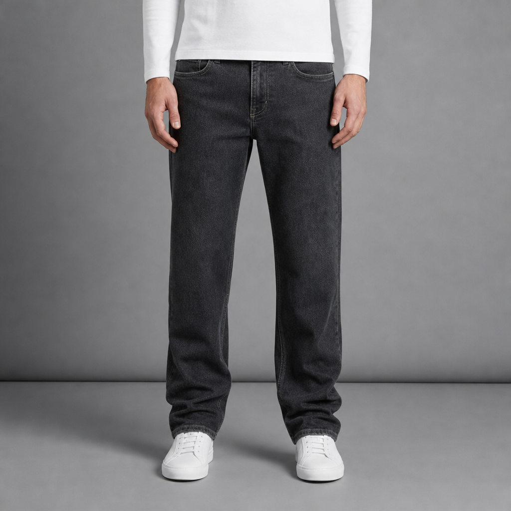 Kakopetria Relaxed Straight Jeans in Dark Gray