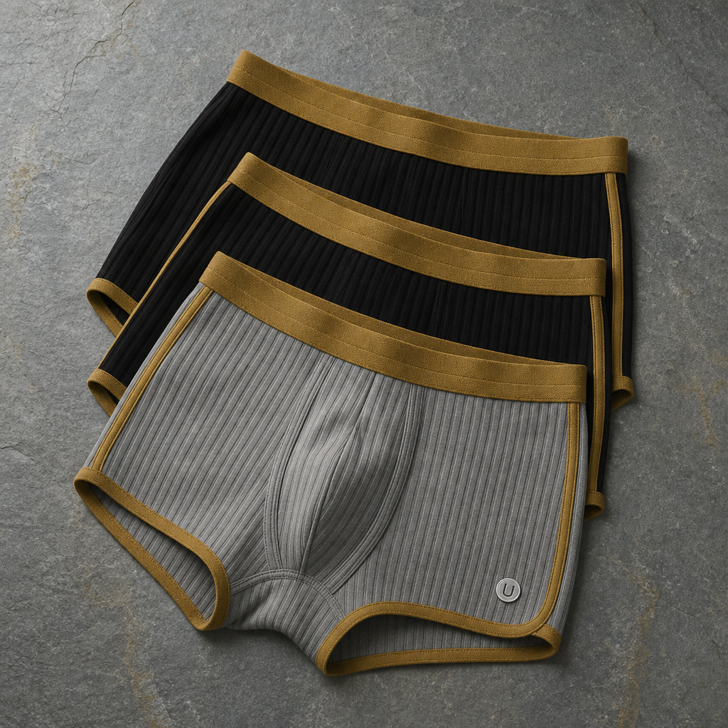 Gaeta Ribbed Cotton Boxer Briefs in Dark
