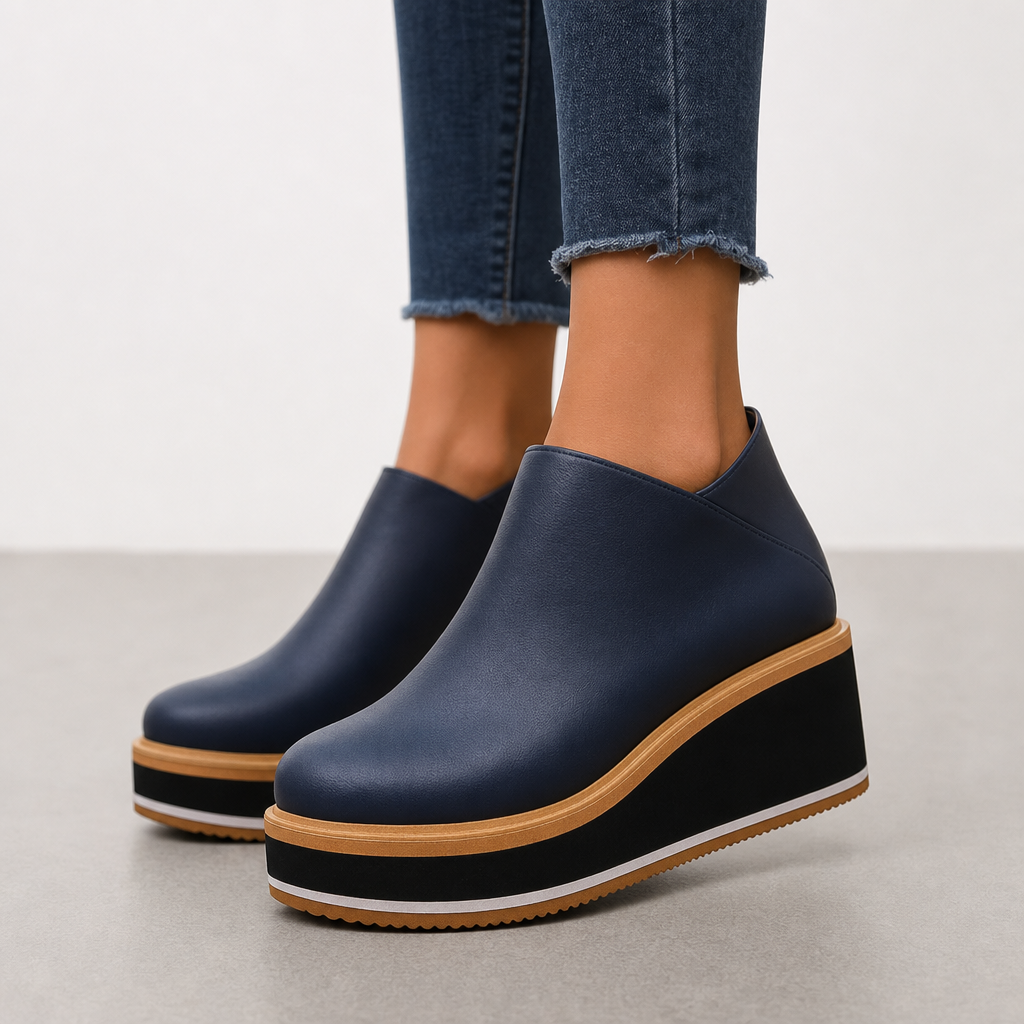 Caldamo Orthopedic Platform Ankle Boots in Deep Blue