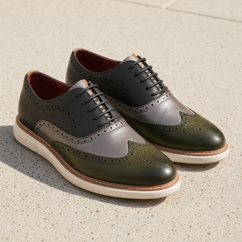 Nerja Wingtip Brogue Dress Sneakers in Forest