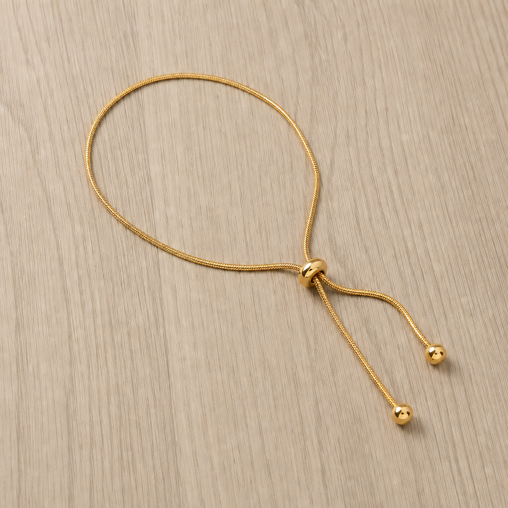 Symi Adjustable Snake Chain Anklet in Gold