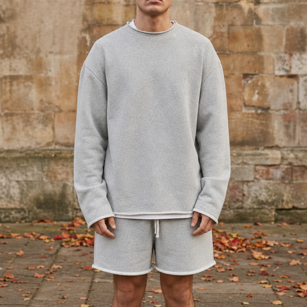 Ericeira Crewneck Sweatshirt Shorts Set in Gray