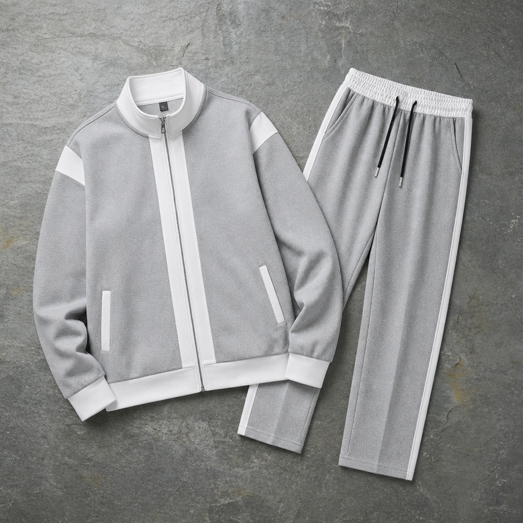 Menorca Contrast Tracksuit Set in Gray