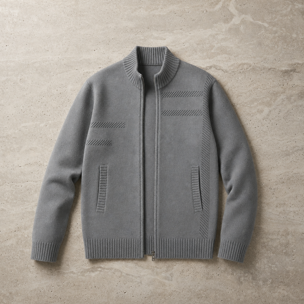Ubeda Zip-Up Knit Cardigan in Gray