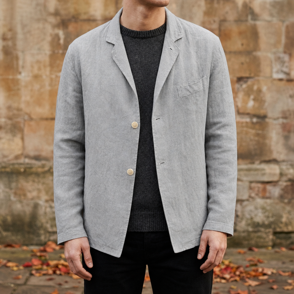 Sifnos Linen Suit Jacket in Gray