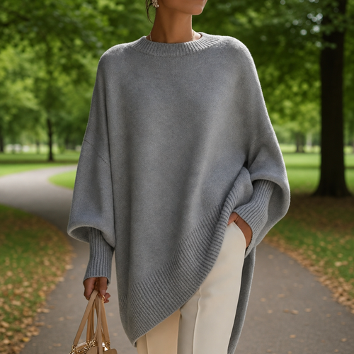 Aix Oversized Poncho Sweater in Gray