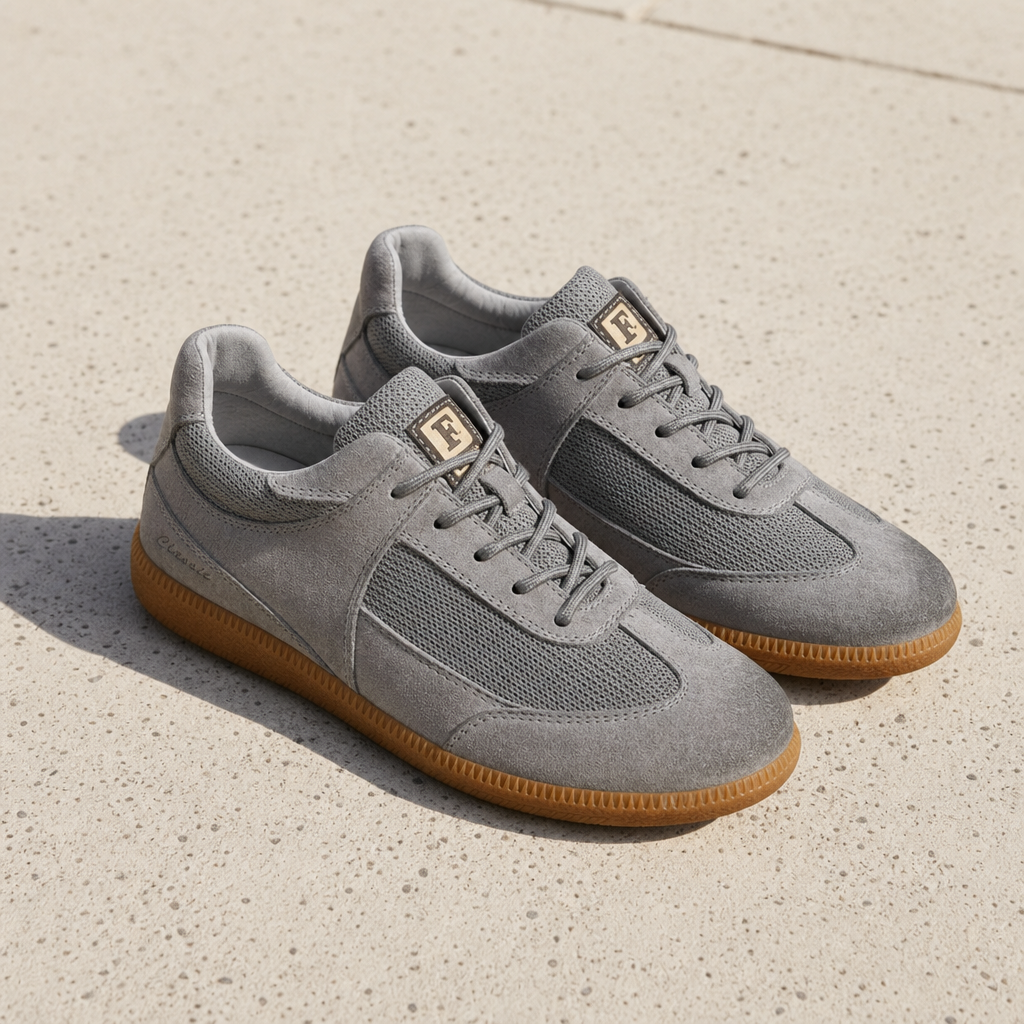 Calvi Suede Mesh Sneakers in Gray