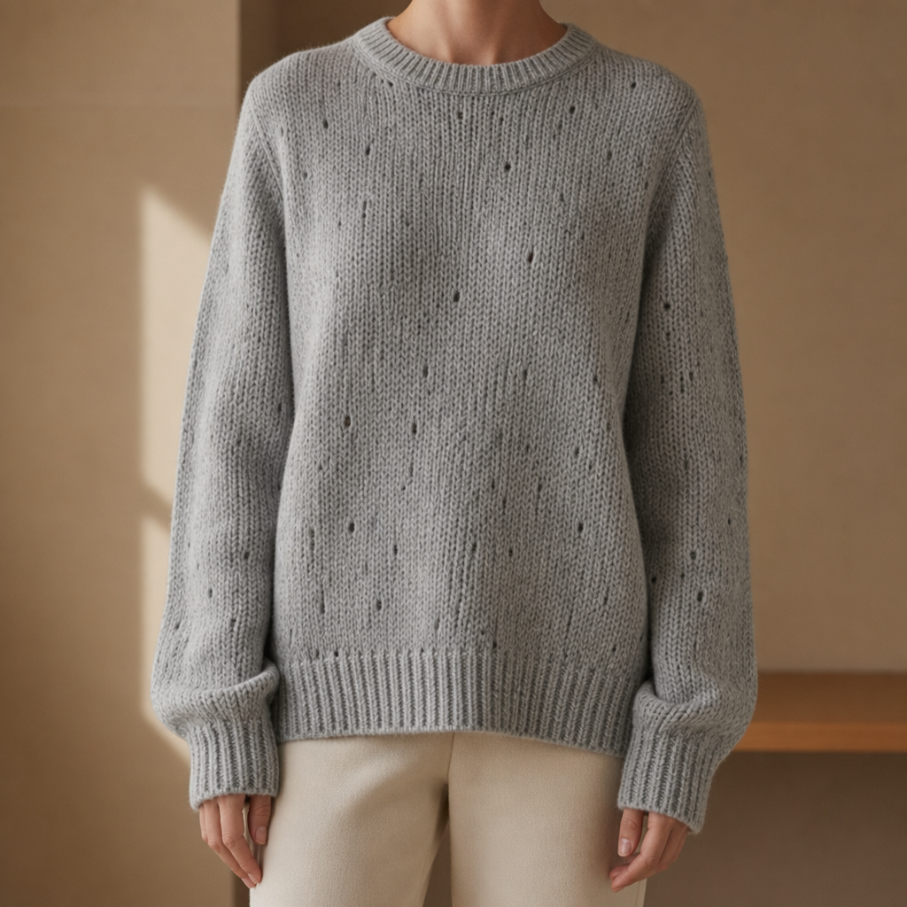 Figueres Oversized Confetti Knit Sweater in Gray