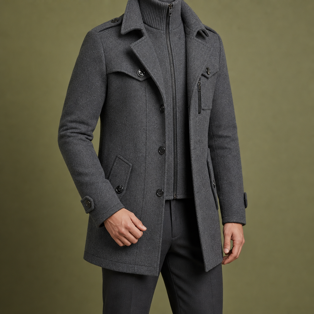Sliema Wool Blend Overcoat in Gray
