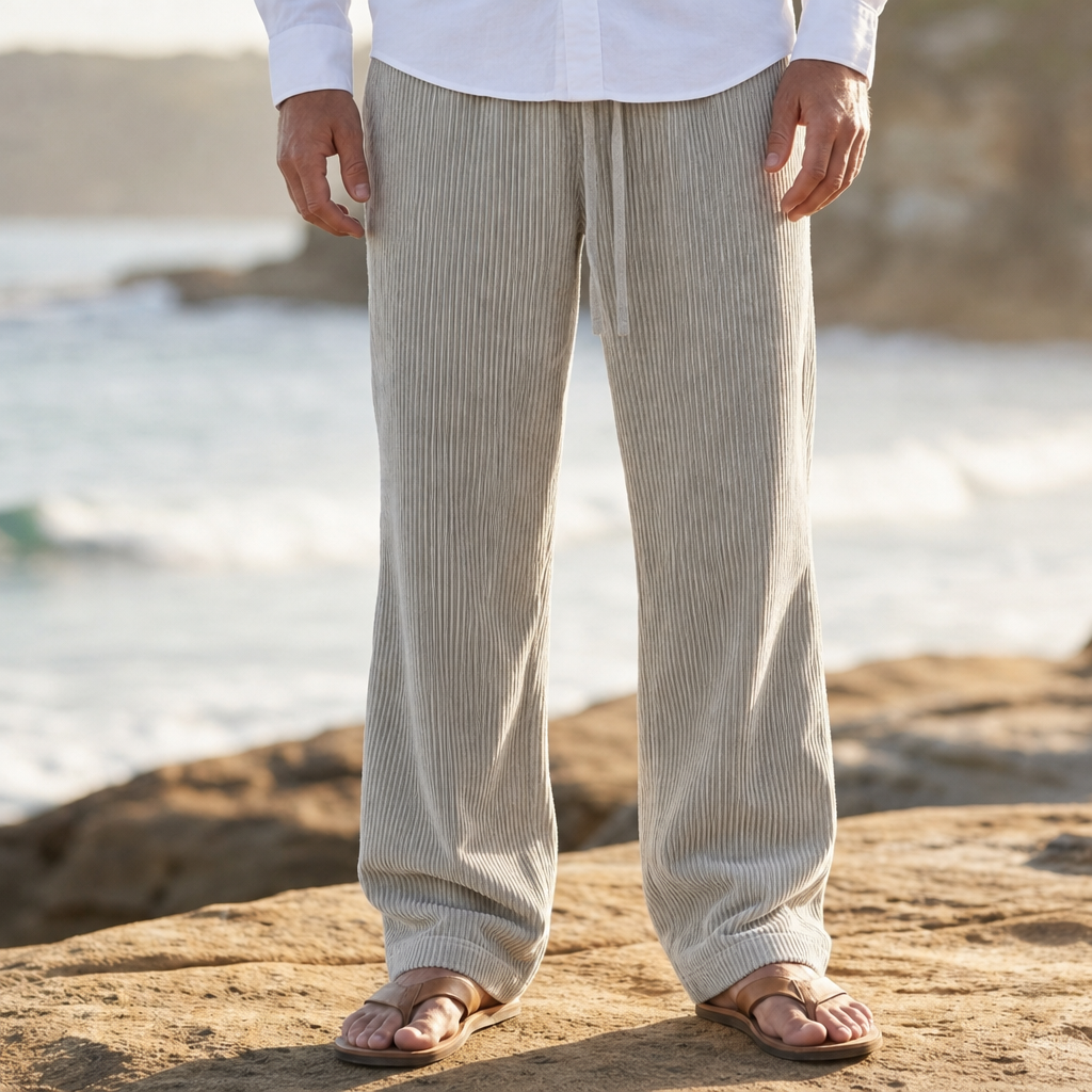 Lucca Wide Leg Corduroy Pants in Gray