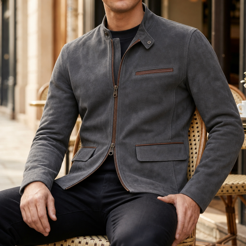 Frigiliana Suede Field Jacket in Gray