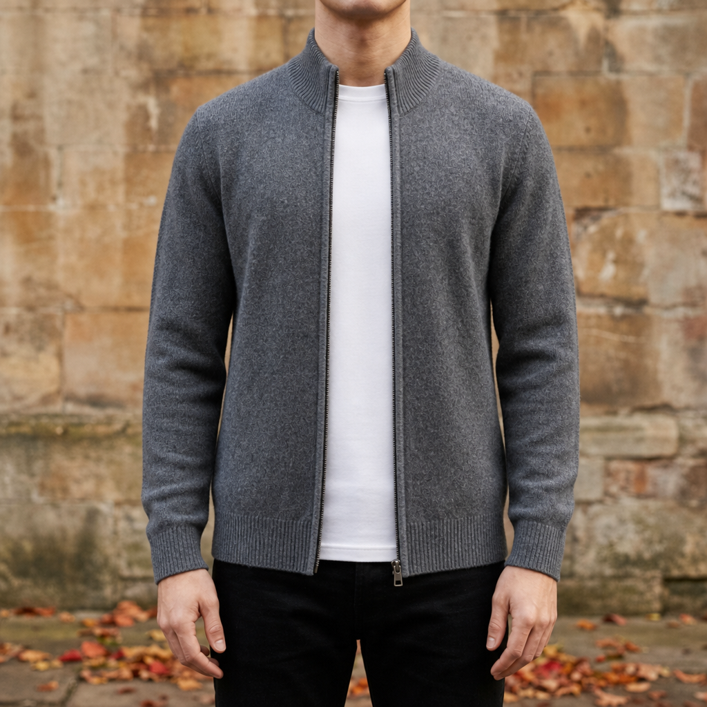 Korcula Cashmere Zip Jacket in Gray