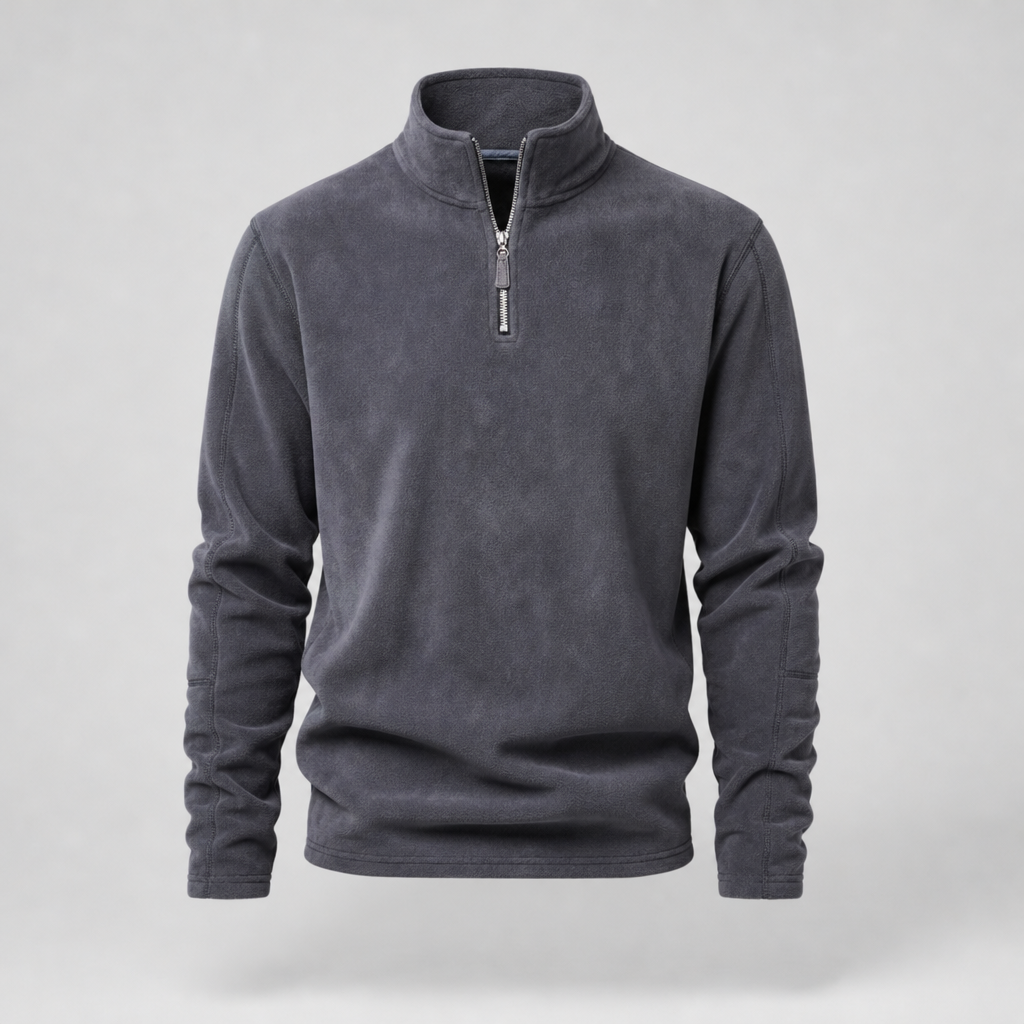 Braga Quarter-Zip Fleece Pullover in Gray