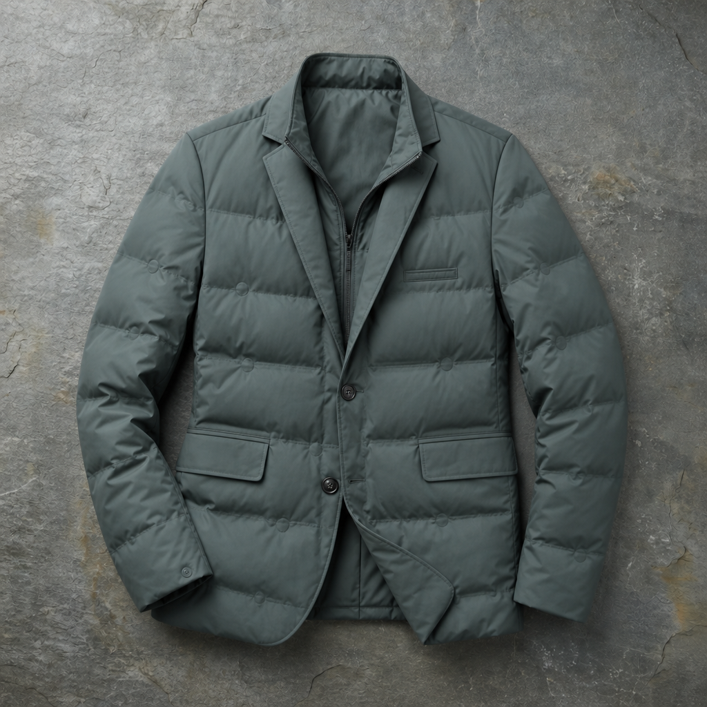 Lourmarin Down Puffer Blazer in Green Gray