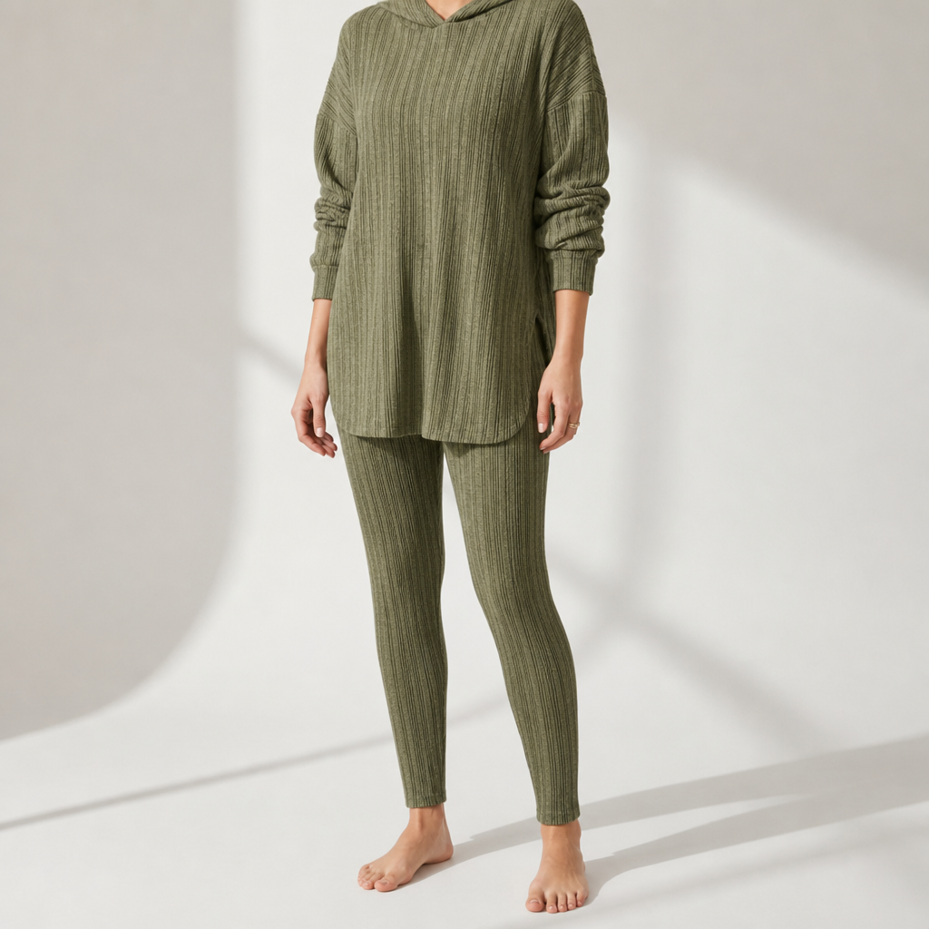 Porec Ribbed Knit Lounge Set in Green