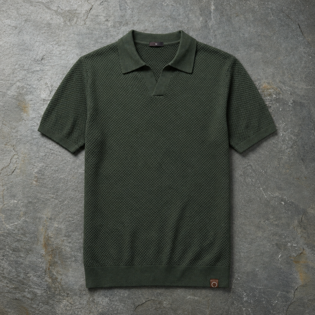 Tivoli Waffle Knit Polo in Green