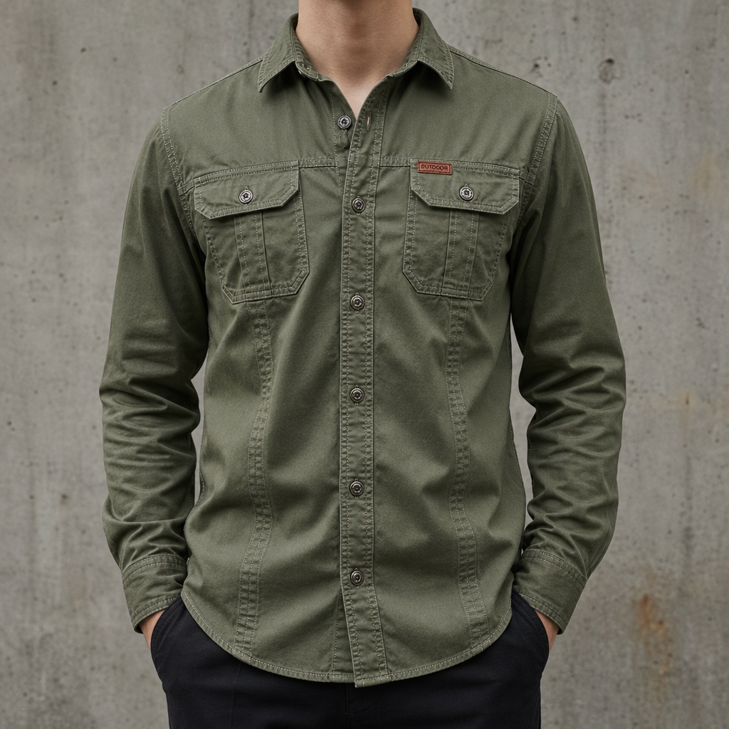 Trogir Cotton Utility Shirt in Green