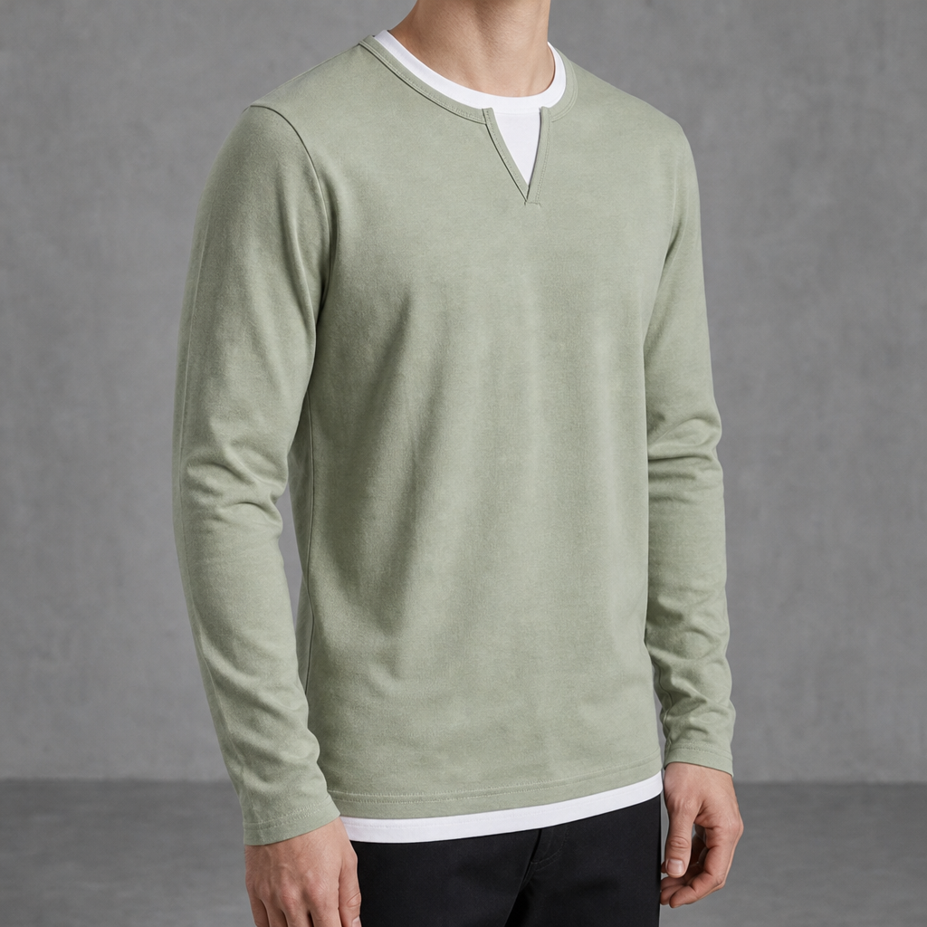 Sanremo Layered V-Notch Shirt in Green