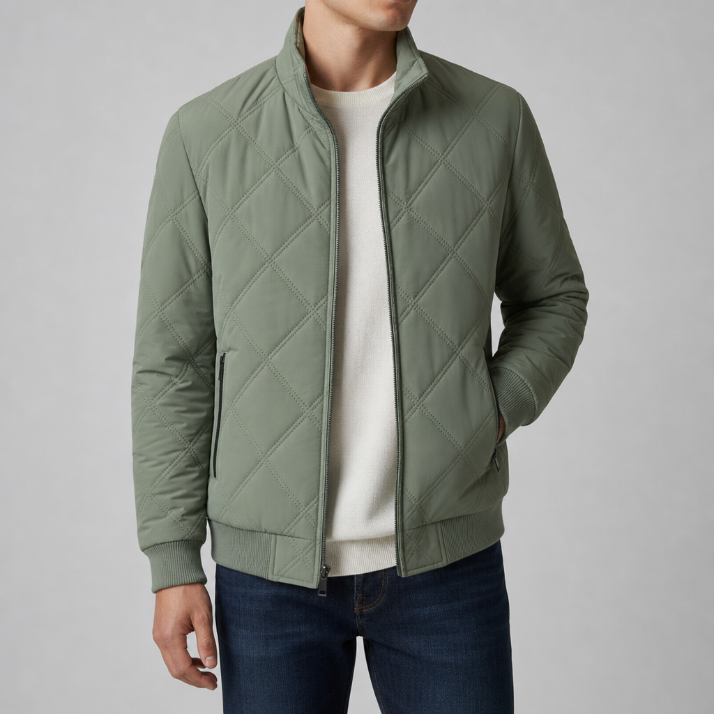Como Diamond Quilt Bomber in Green