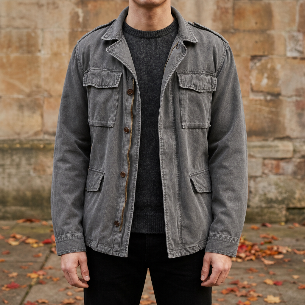 Menton Vintage Military Field Jacket in Grey
