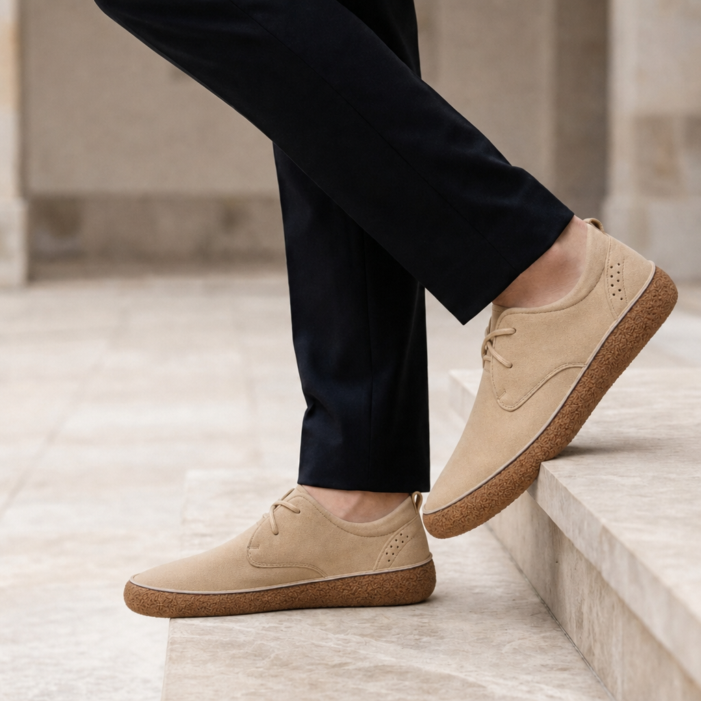 Malaga Suede Crepe Sole Oxfords in Khaki